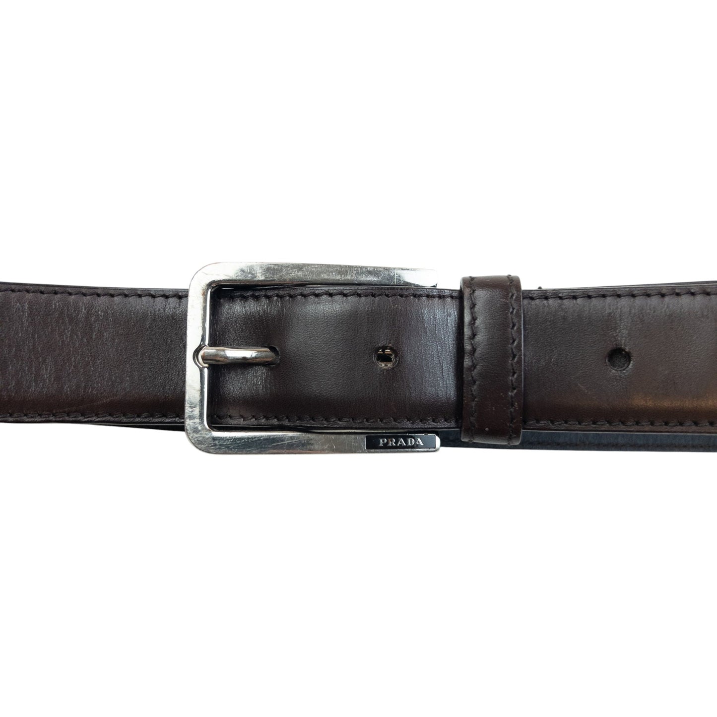Vintage 2000s Prada Leather Belt Size XL | O/S, Brown