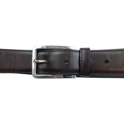 Vintage 2000s Prada Leather Belt Size XL | O/S, Brown