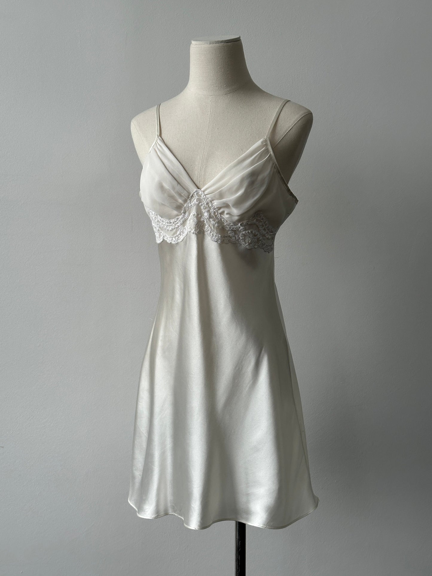 Vintage 2000s Satin Sleeveless Mini Slip Dress - S