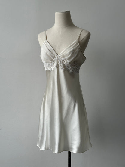 Vintage 2000s Satin Sleeveless Mini Slip Dress - S