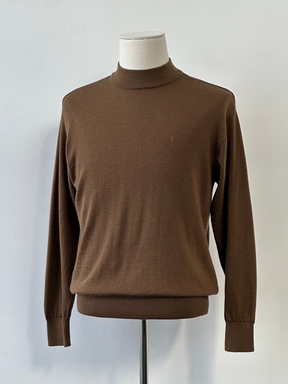 Yves Saint Laurent 1990s Pure Wool High Neck Knit Jumper - M