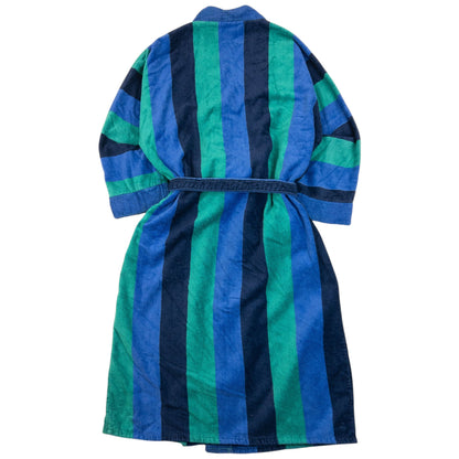 Vintage 90s YSL Yves Saint Laurent Striped Terry Cloth Dressing Gown | O/S, Multicoloured