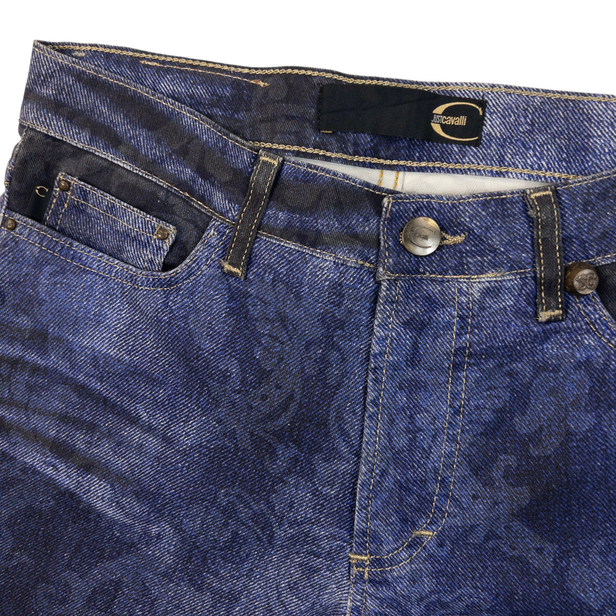 Vintage 2000s Roberto Cavalli Stretch Denim Pattern Jeans Womens Size W29 | W29, Multicoloured