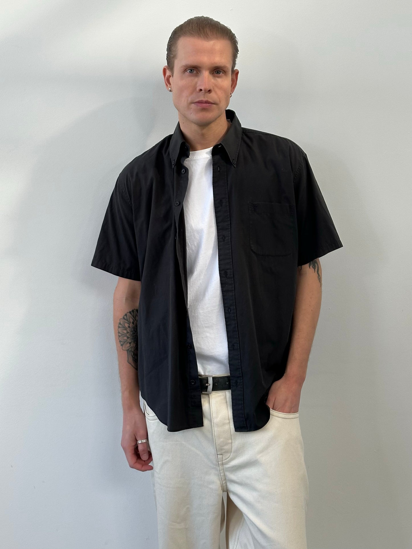 Yves Saint Laurent Pour Homme 1990s Cotton Short Sleeve Shirt - M/L