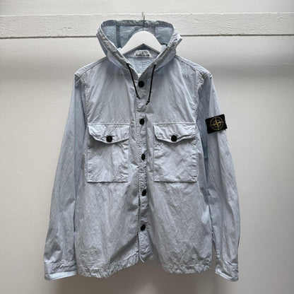 Stone Island Hooded Over Shirt in Light Blue (M) | Medium, Blue