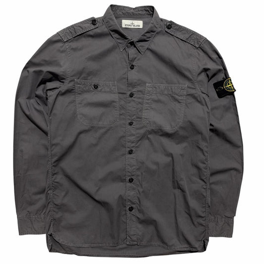 Stone Island Button Up Shirt | Large, Charcoal