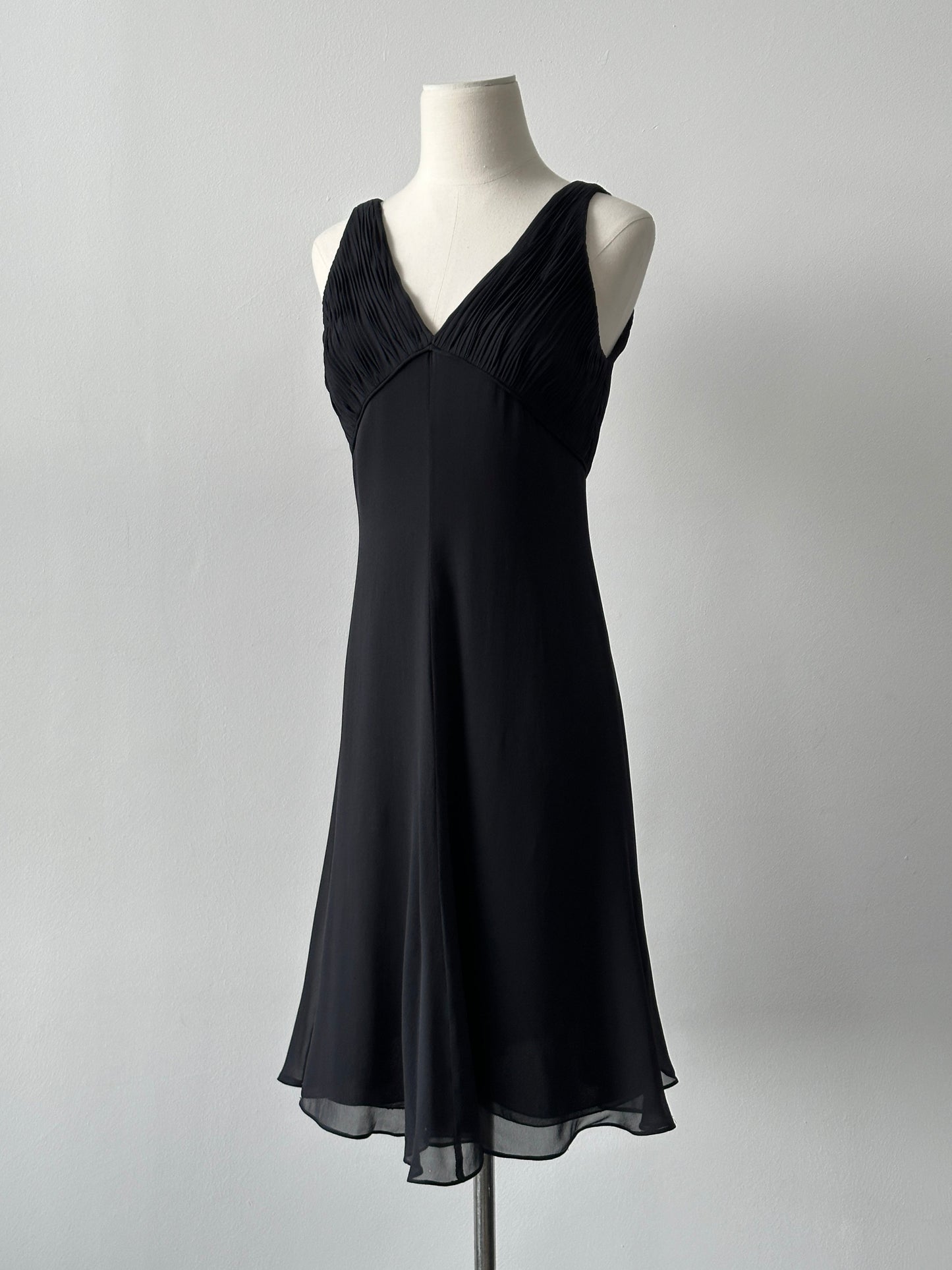 Armani Collezioni 2000s Pure Silk Pleated Midi Dress -