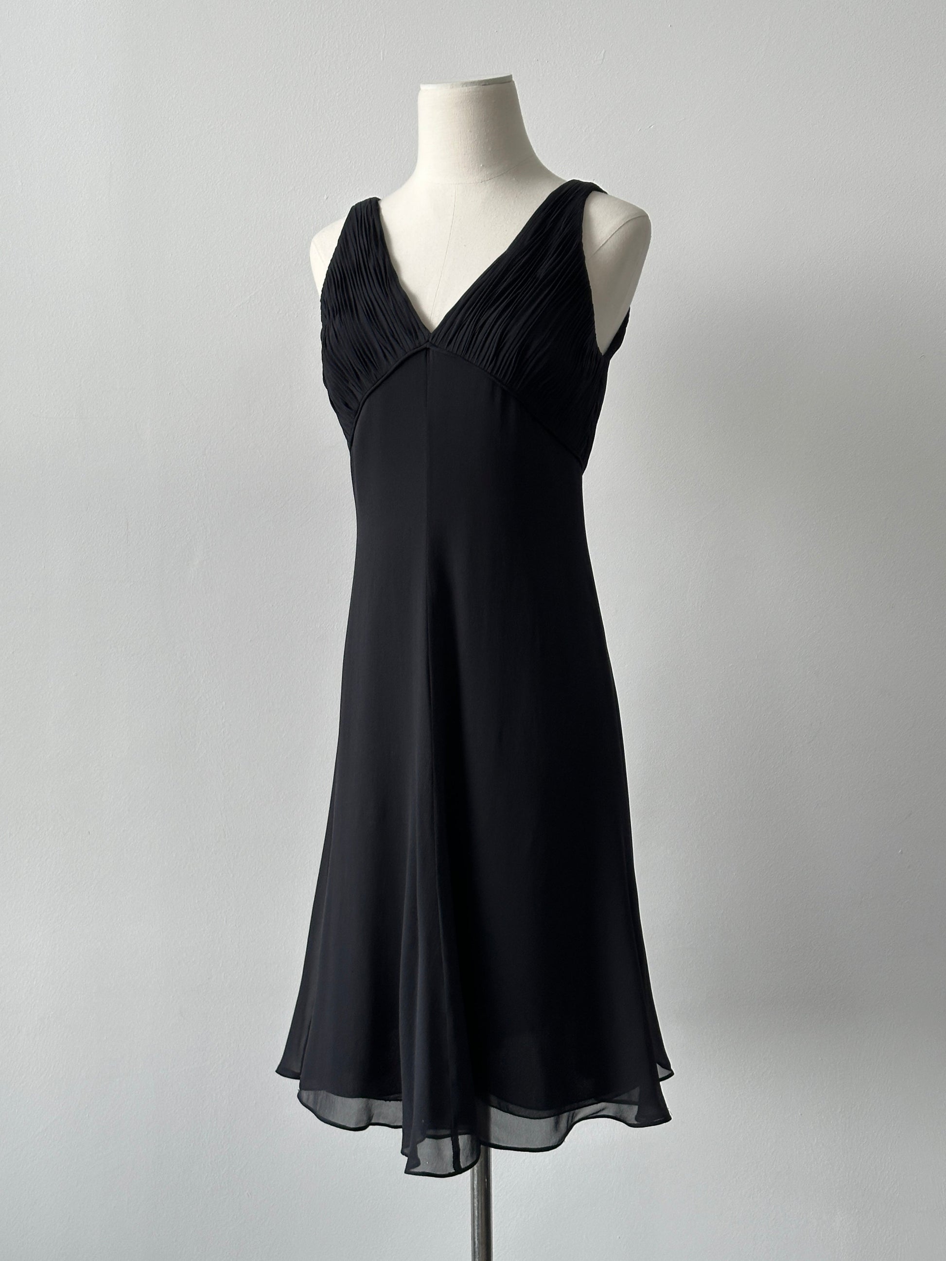 Armani Collezioni 2000s Pure Silk Pleated Midi Dress -