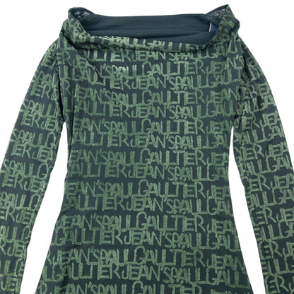 Vintage 2000s Jean Paul Gaultier Mesh Monogram Long Sleeve Dress Womens Size S | Small, Green