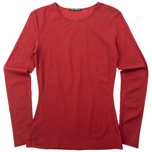 Vintage 2000s Issey Miyake Long Sleeve Mesh T Shirt Womens Size S | Small, Red