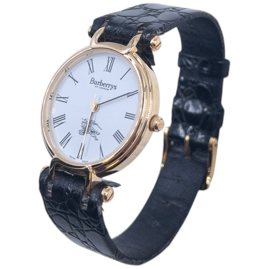 Vintage 90s Burberry Leather Watch | O/S, Black