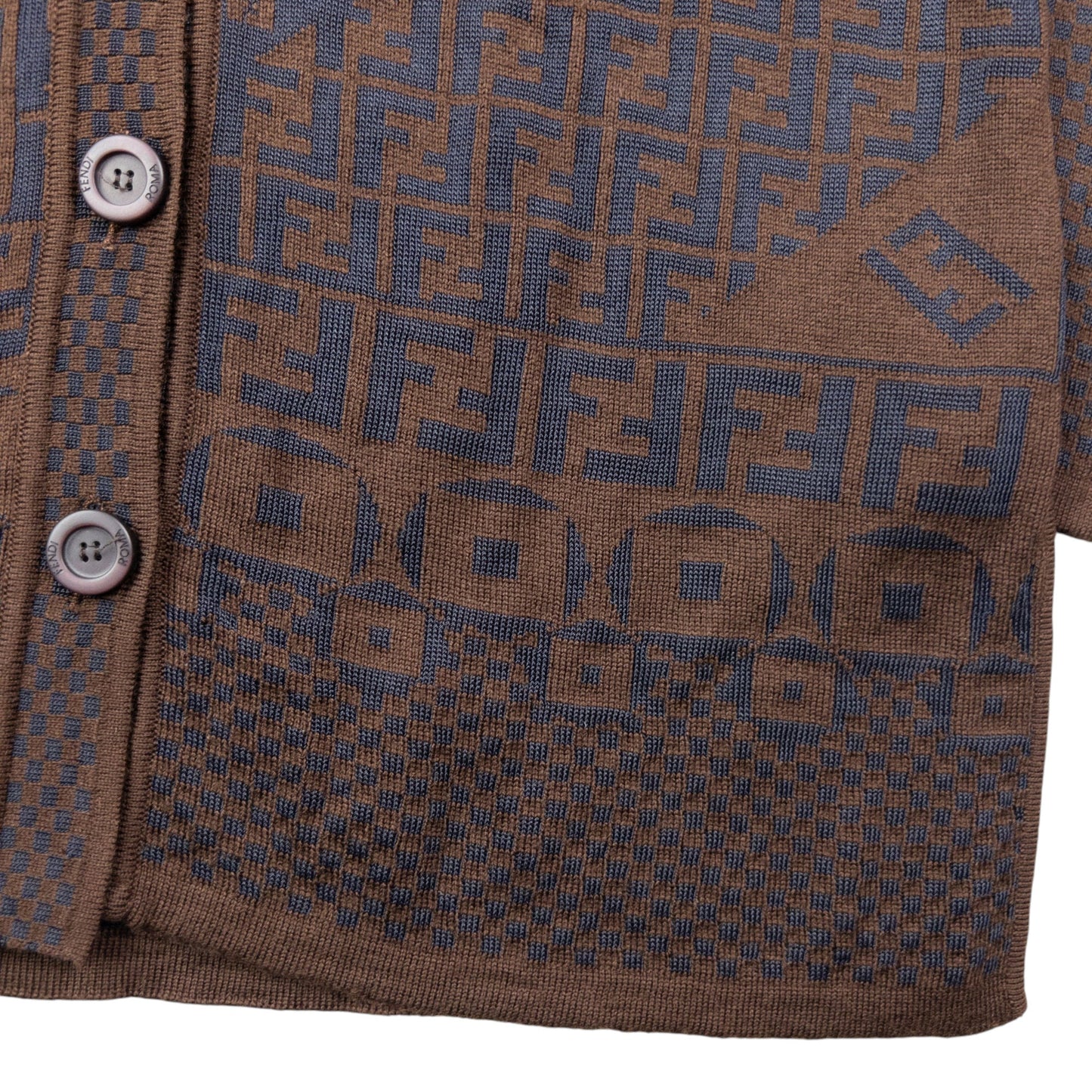 Vintage 90s Fendi Pattern Cardigan Womens Size M | Medium, Brown