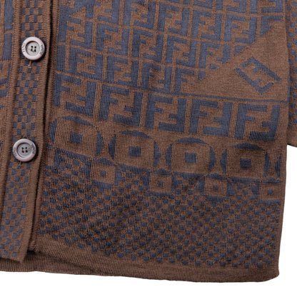 Vintage 90s Fendi Pattern Cardigan Womens Size M | Medium, Brown