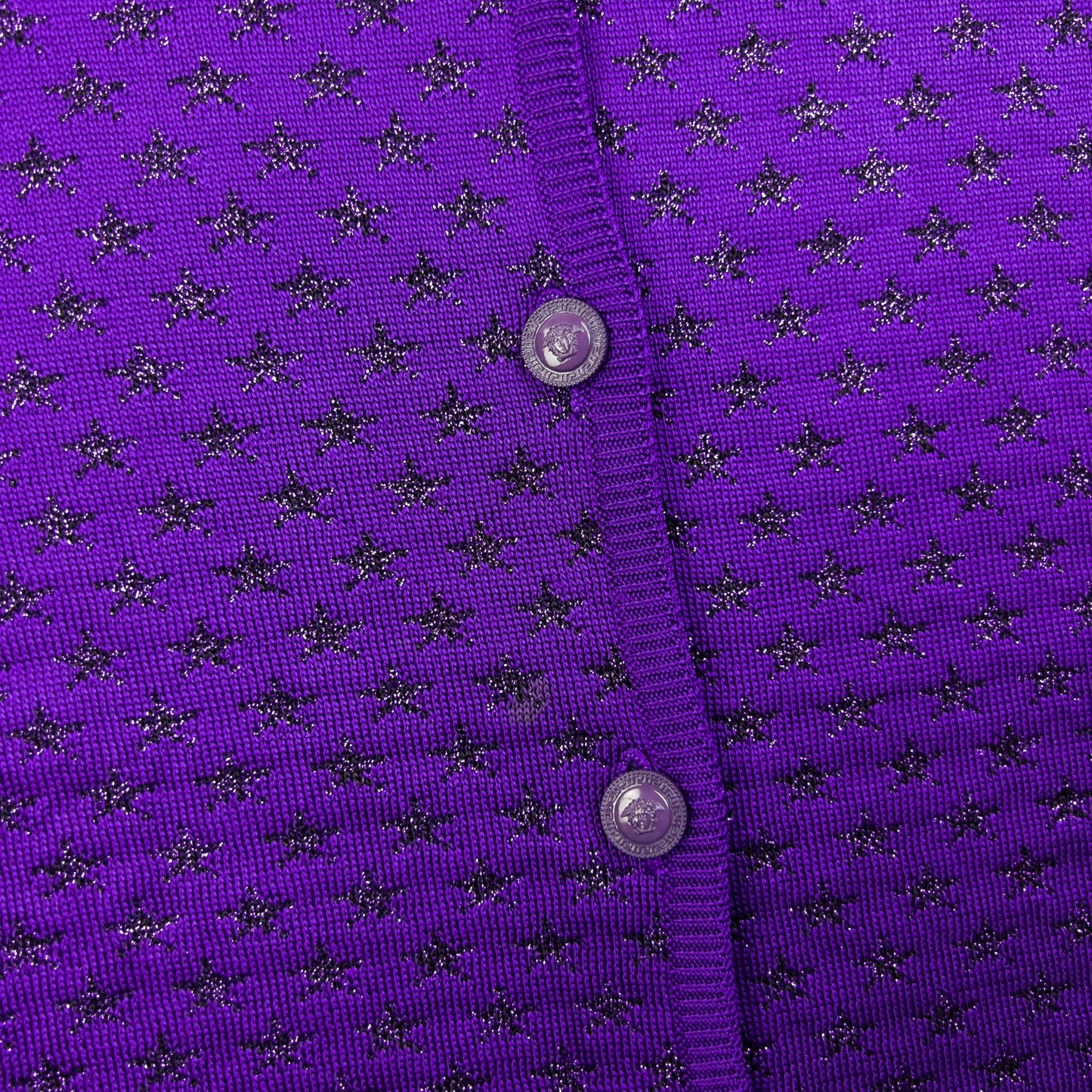 Vintage 90s Gianni Versace Star Pattern Wool Cardigan Womens Size S | Small, Purple