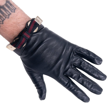 Vintage 2000s Gucci Bow Detail Leather Gloves Size M | O/S, Black
