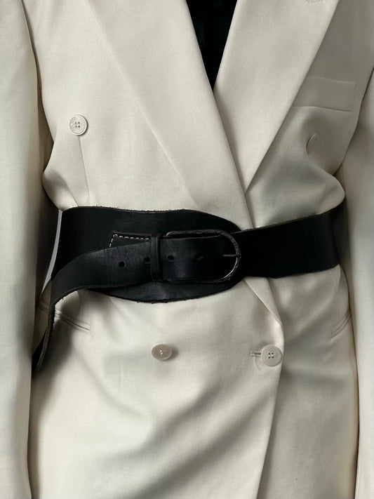 Vintage 2000s Leather Chunky Hip Belt - W38-42