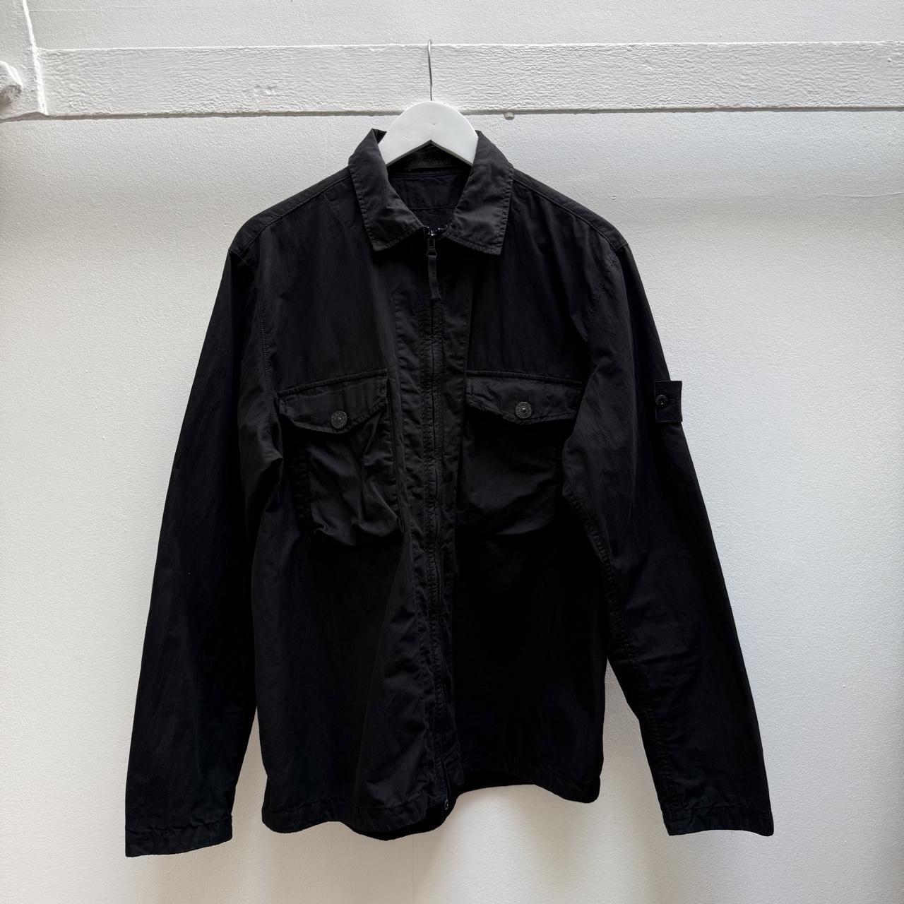 Stone Island Ghost Zip Over Shirt in Black (L) | Large, Black