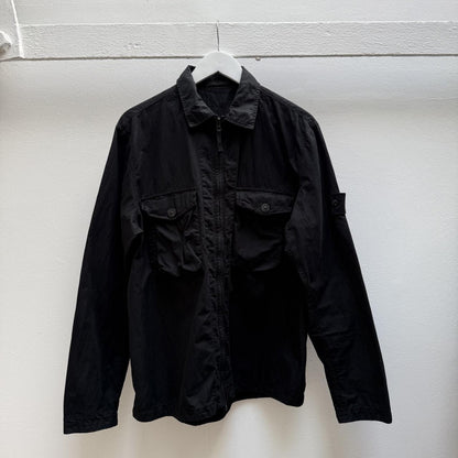 Stone Island Ghost Zip Over Shirt in Black (L) | Large, Black