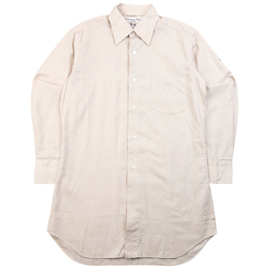 Vintage 90s Dior Monsieur Monogram Long Sleeve Button Up Shirt Size S | Small, Beige
