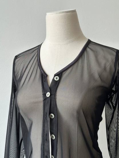 Vintage 1990s Nylom Sheer Cardigan - S