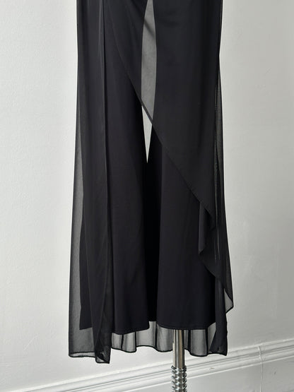 French Vintage 1990s Sheer Overlay Wide Leg Trousers - W26