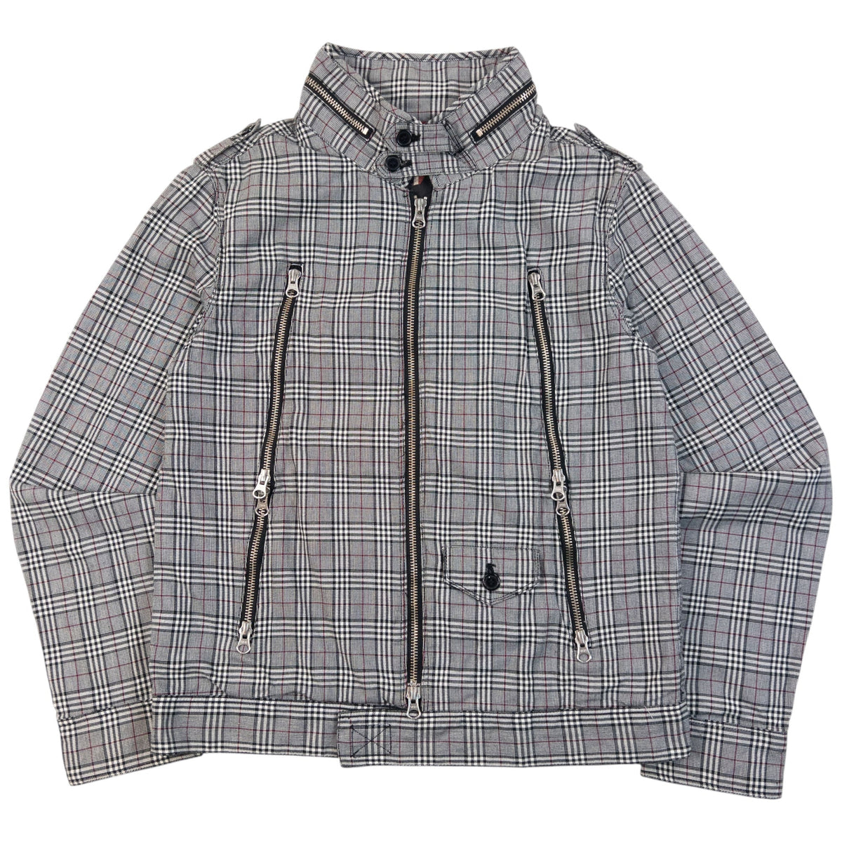 Vintage 2000s PPFM Checkered Multi Zip Jacket Womens Size S | Small, Grey