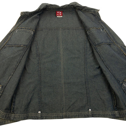 Vintage 90s Oakley Zip Up Denim Jacket Womens Size L | Large, Grey