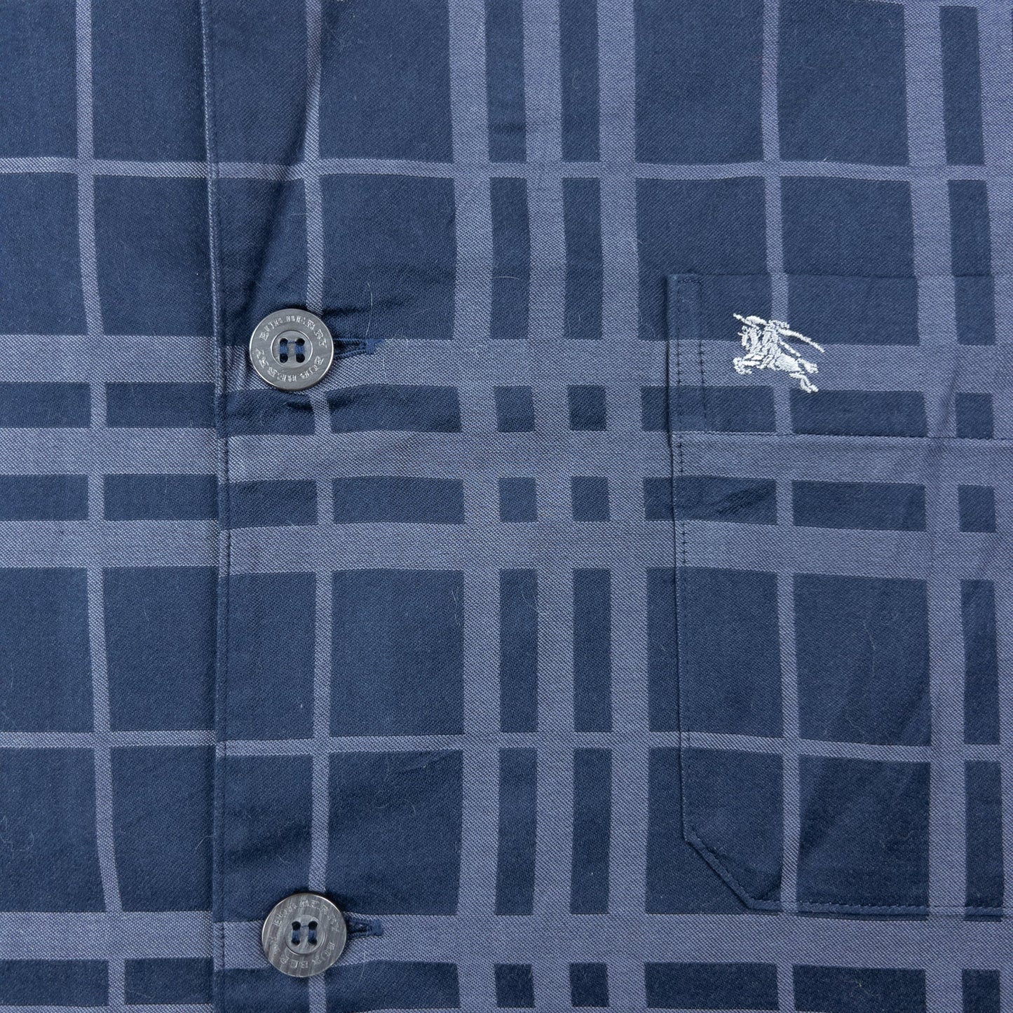 Vintage 2000s Burberry Nova Check Long Sleeve Button Up Pyjama Shirt Size M | Medium, Navy