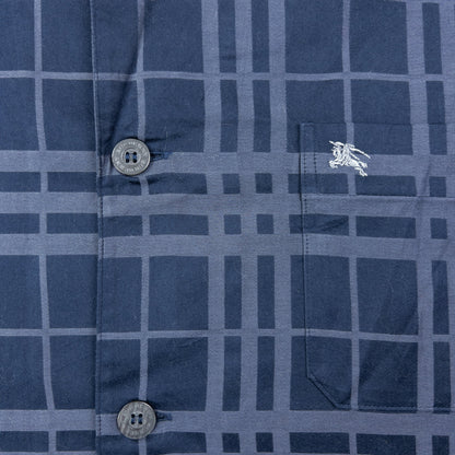 Vintage 2000s Burberry Nova Check Long Sleeve Button Up Pyjama Shirt Size M | Medium, Navy