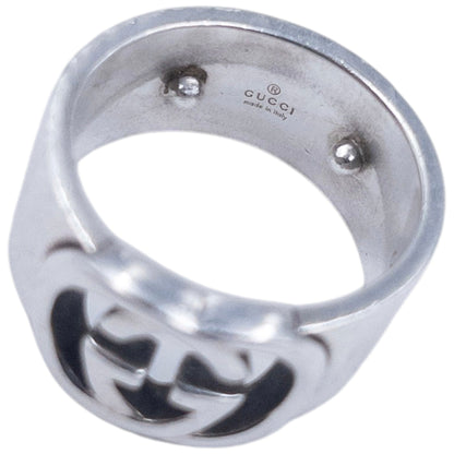 Vintage 2000s Gucci Silver Logo Ring | O/S, Grey