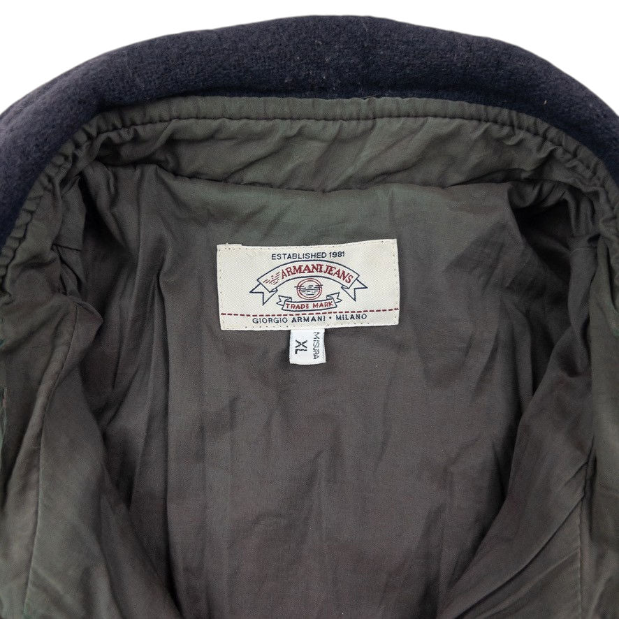 Vintage 90s Armani Jeans Quilted Wool Jacket Size XL | XL, Multicoloured