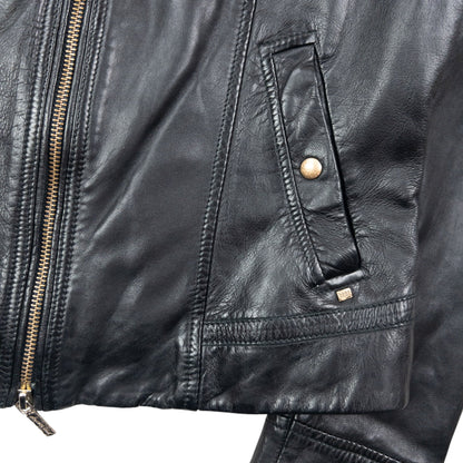 Vintage 2000s Hugo Boss Zip Up Leather Jacket Womens Size S | Small, Black