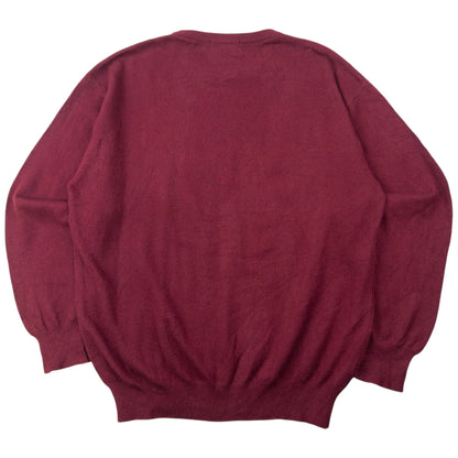 Vintage 90s YSL Yves Saint Laurent Wool Jumper Size L | Large, Burgundy