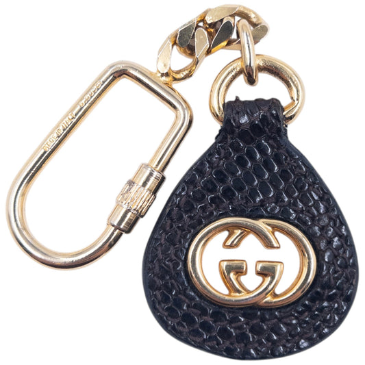 Vintage 90s Gucci Leather Tag Carabiner Key Ring | O/S, Multicoloured