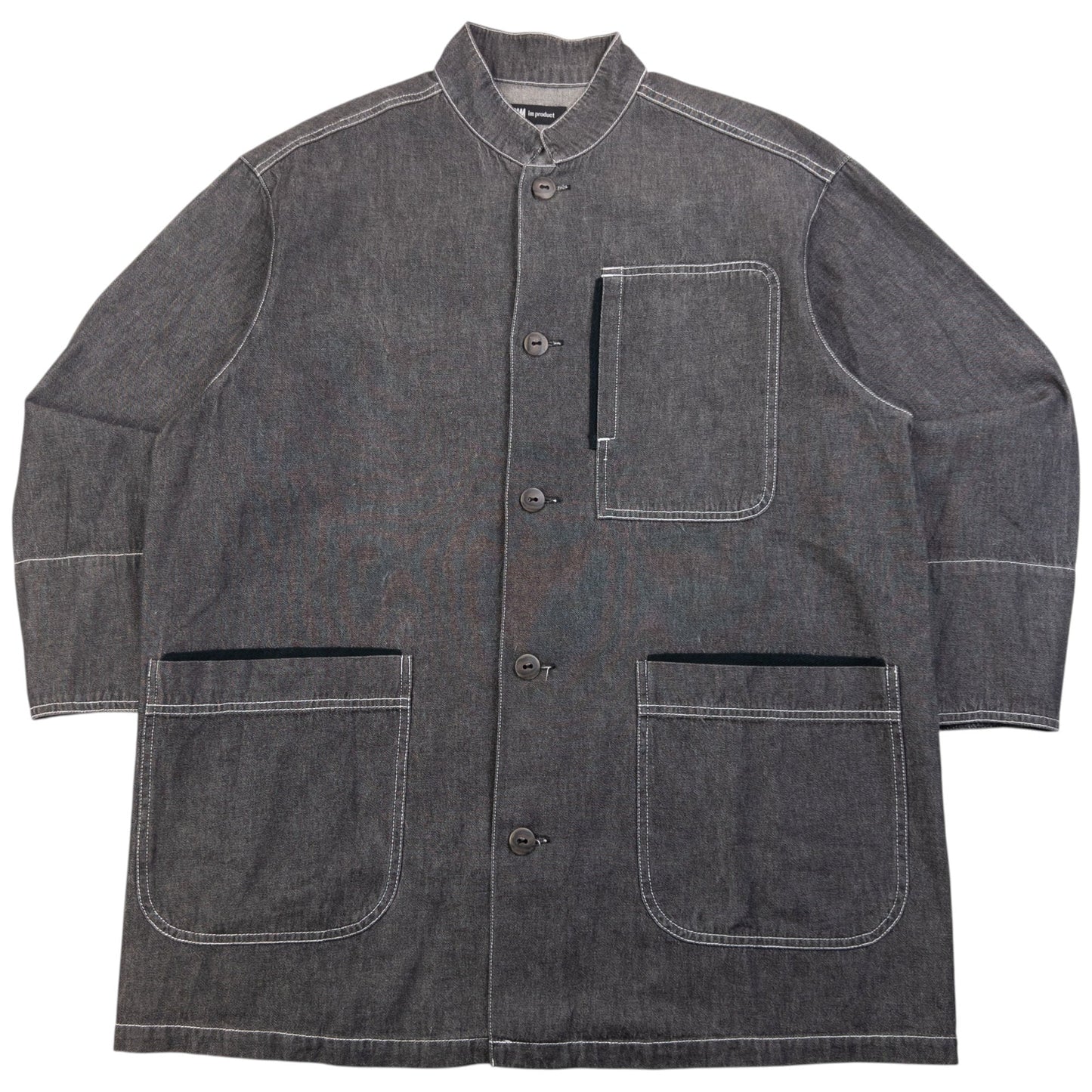 Vintage 2000s Issey Miyake Long Sleeve Button Up Denim Jacket Size L | Large, Grey