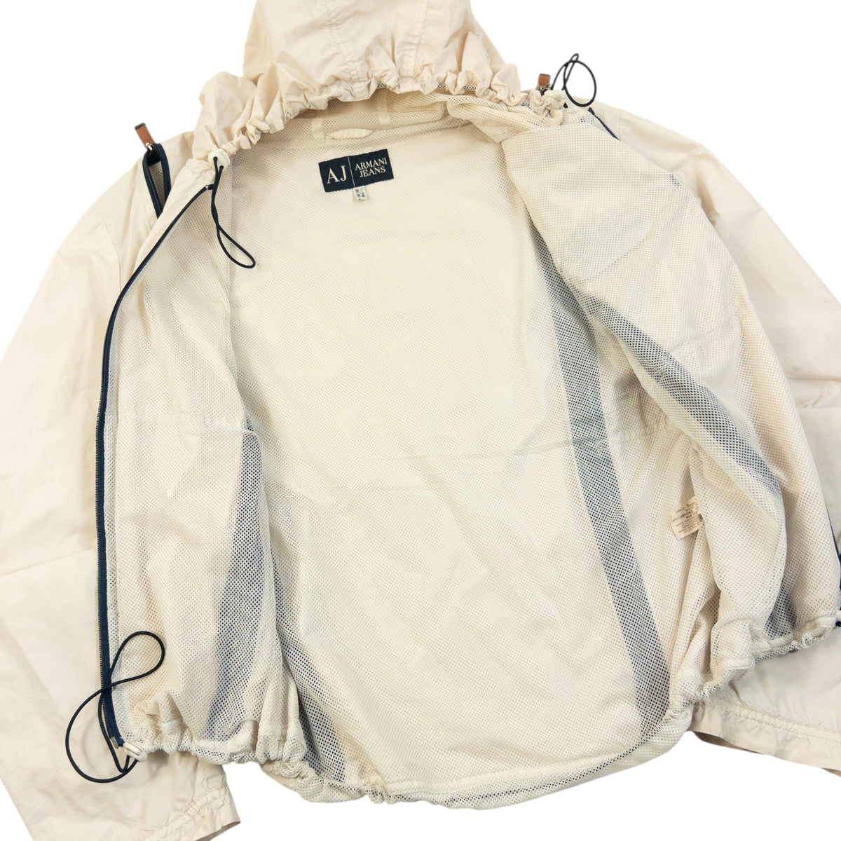 Vintage 2000s Armani Jeans Full Zip Ventilated Jacket Size S | Small, Cream