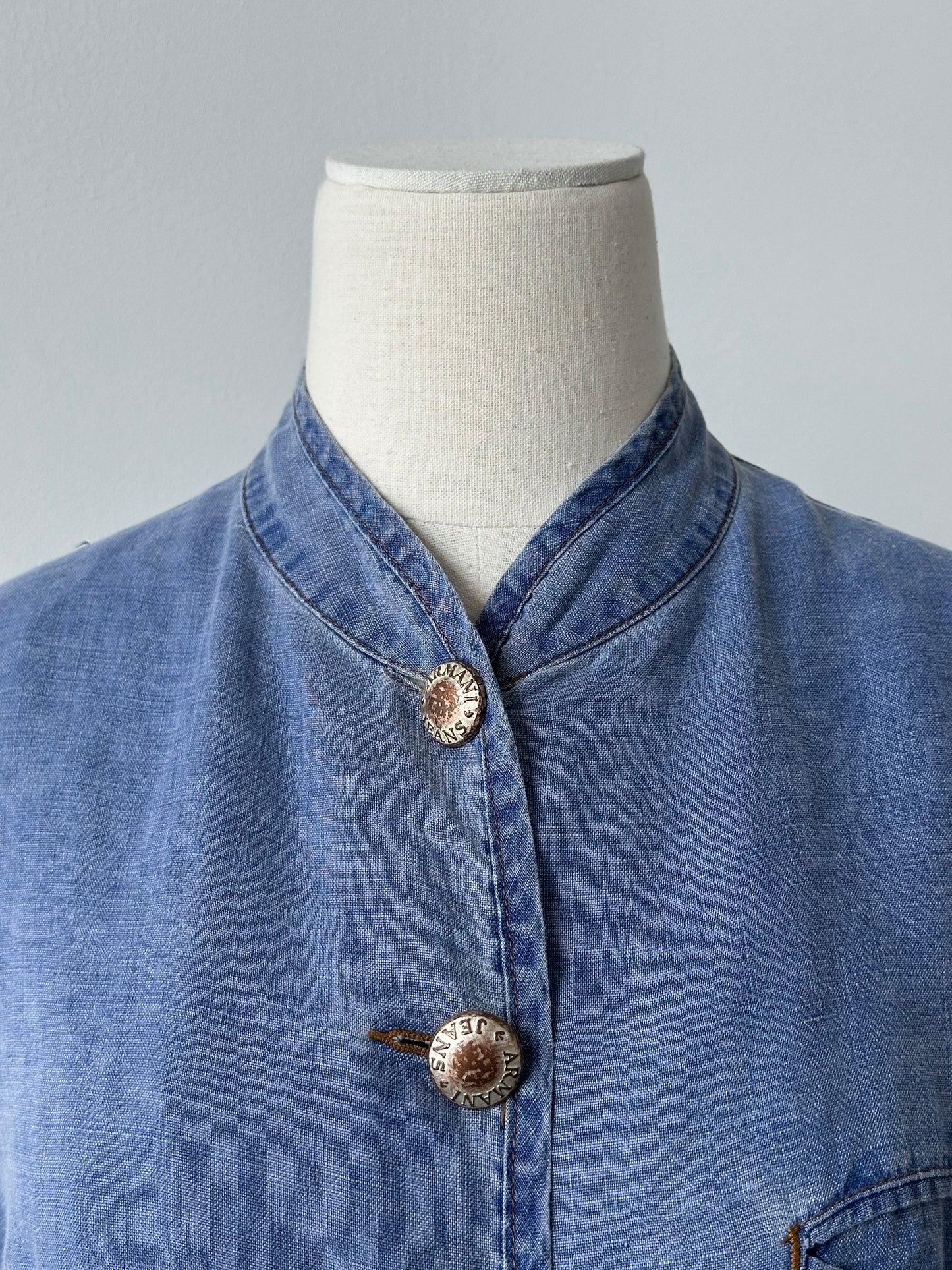 Armani Jeans 1990s Pure Linen Bespoke Button Jacket - S-M