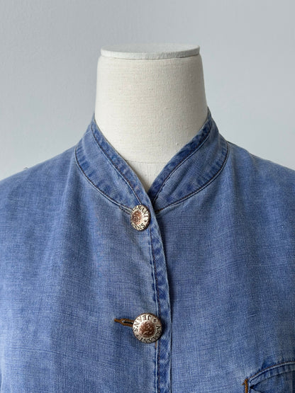 Armani Jeans 1990s Pure Linen Bespoke Button Jacket - S-M