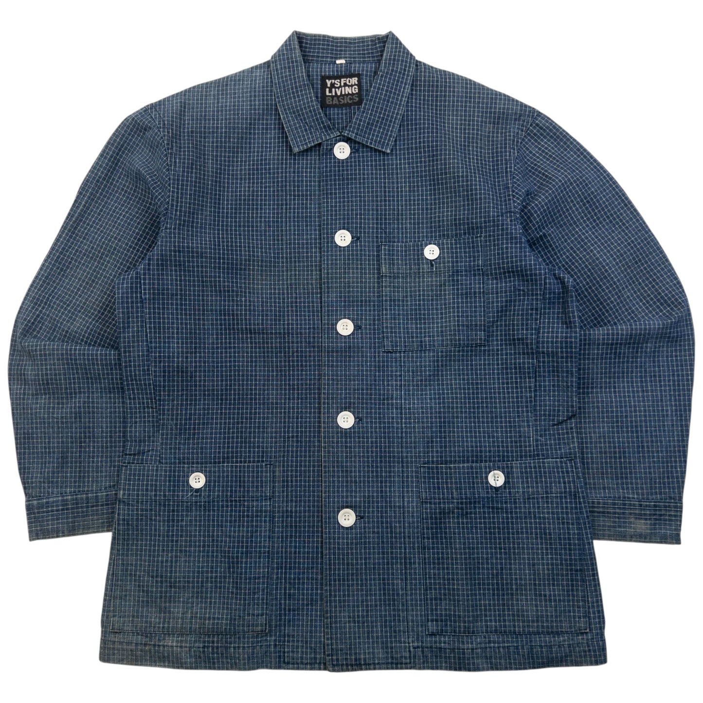 Vintage 90s Yohji Yamamoto Checkered Denim Jacket Size S | Small, Blue
