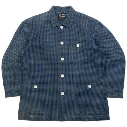 Vintage 90s Yohji Yamamoto Checkered Denim Jacket Size S | Small, Blue