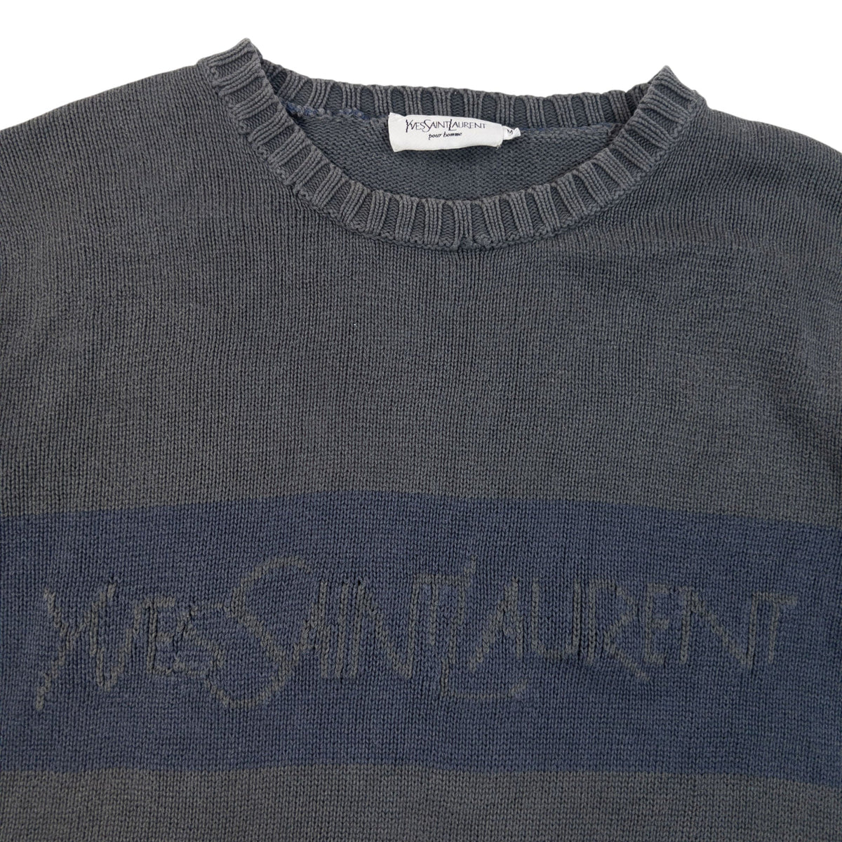 Vintage 2000s YSL Yves Saint Laurent Knit Jumper Size L | Large, Blue