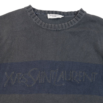 Vintage 2000s YSL Yves Saint Laurent Knit Jumper Size L | Large, Blue