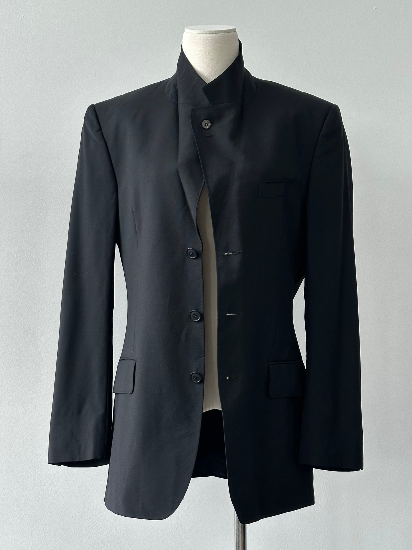 Yves Saint Laurent Rive Gauche 1990s Wool High Neck Blazer - S