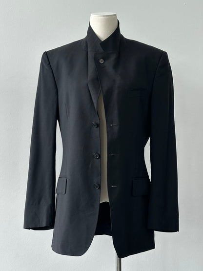 Yves Saint Laurent Rive Gauche 1990s Wool High Neck Blazer - S