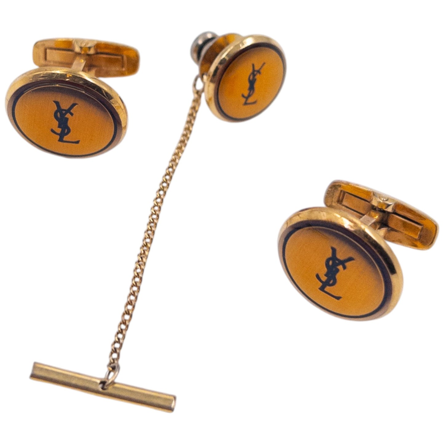 Vintage YSL Yves Saint Laurent Cuff Links and Tie Pin Set