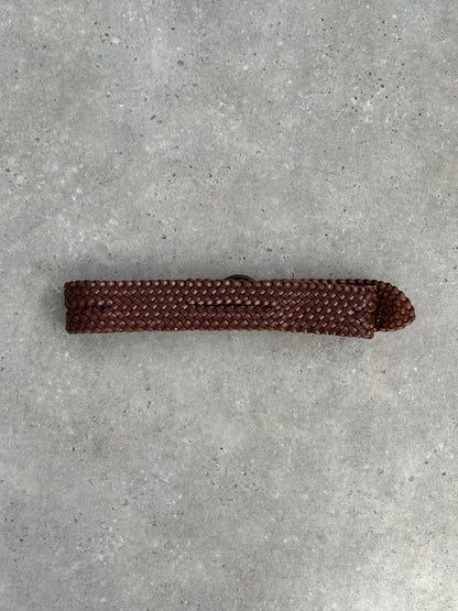 Vintage 1990s Leather Woven Belt - W24-29