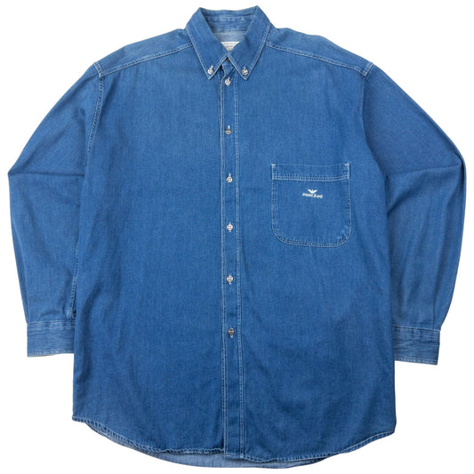 Vintage Armani Jeans Long Sleeve Button Up Denim Shirt Size L