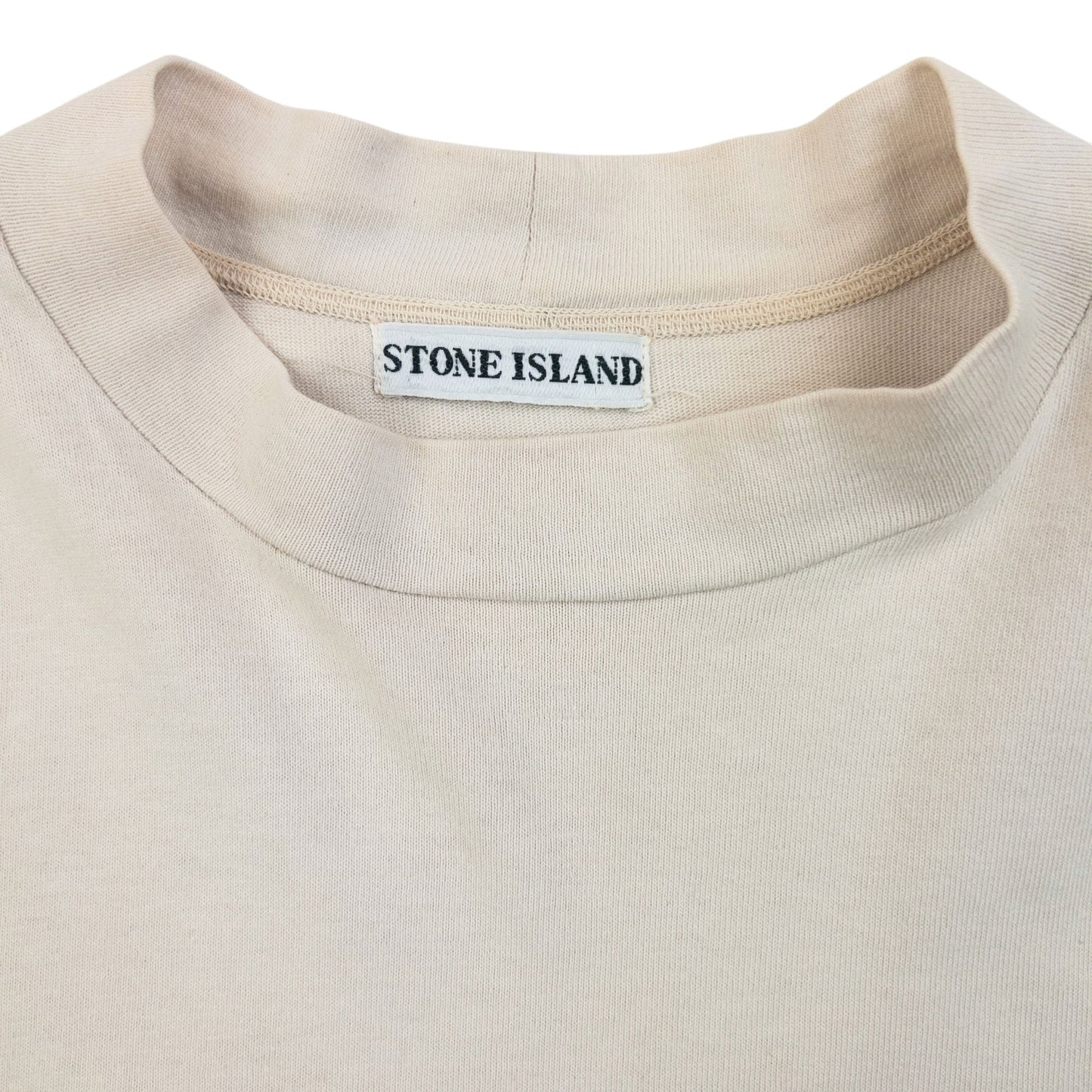 Vintage 90s Stone Island Center Logo Long Sleeve T Shirt Size S | Small, Cream