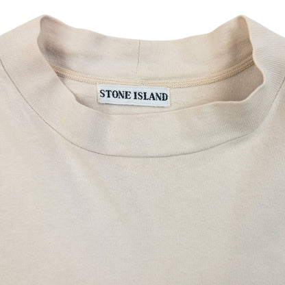 Vintage 90s Stone Island Center Logo Long Sleeve T Shirt Size S | Small, Cream