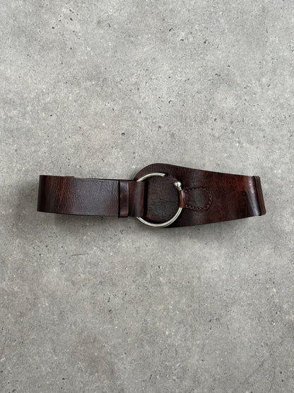 Vintage 2000s Leather Chunky Belt - One size